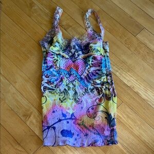 Colorful Heart Print Y2k Women's Top